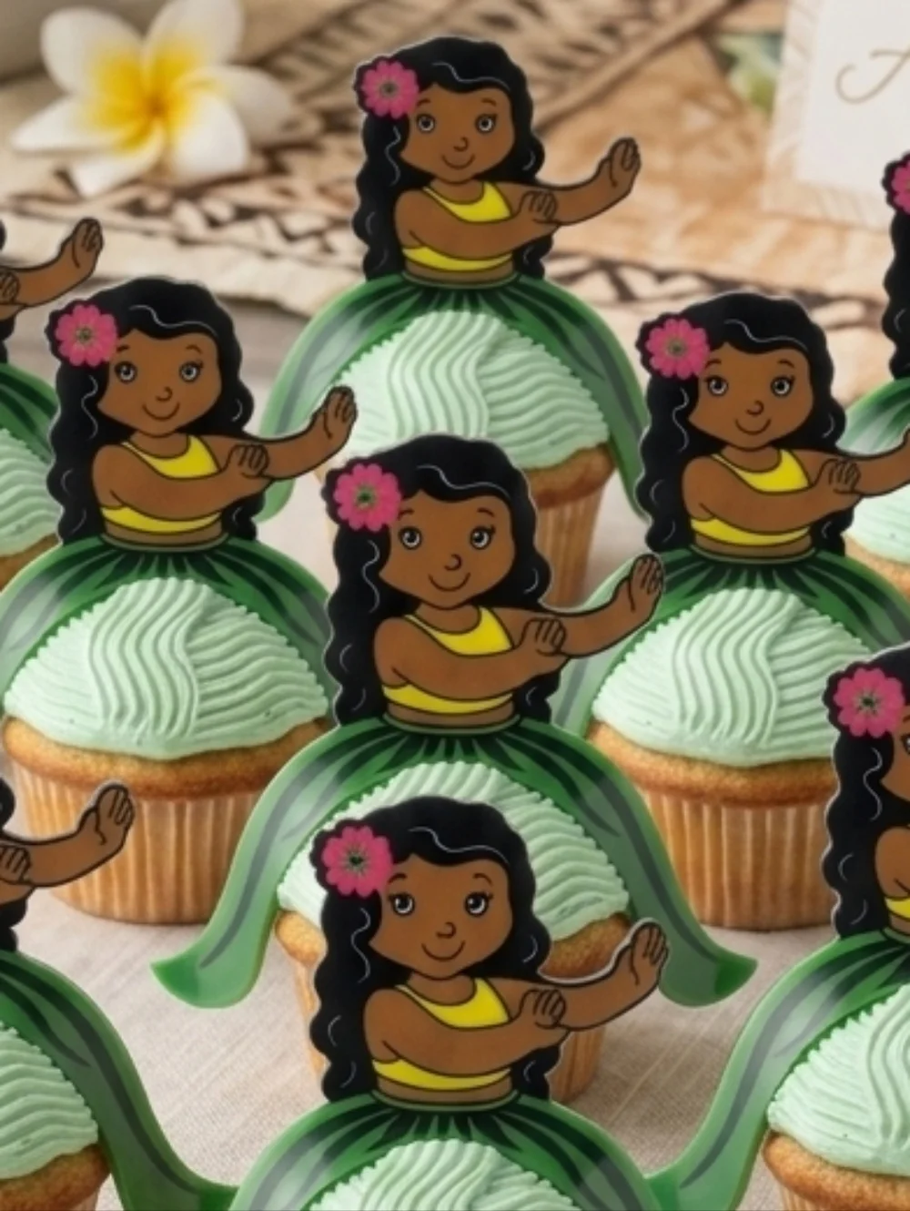 Hawaiian Cupcake Toppers 12 Count Vintage 2000's NOS Oriental Trading Co. NWT